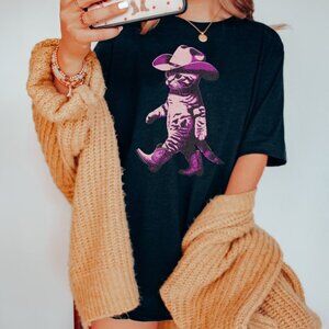 Funny Cat Cowboy T-Shirt, Coastal Cowgirl Western Graphic Tee
